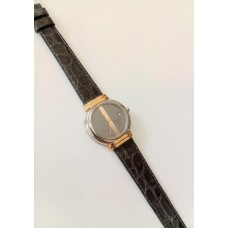 VINTAGE Christian Dior γυναικείο ρολόι με επίχρυσο και ασημί καντράν και μαύρο δερμάτινο λουράκι (VIN11)